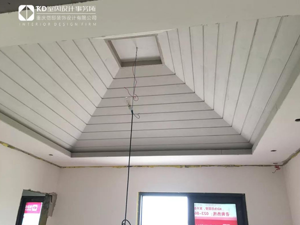 庆隆高尔夫实景工地漆作工艺,KD工程,重庆别墅装修,KD室内设计事务所